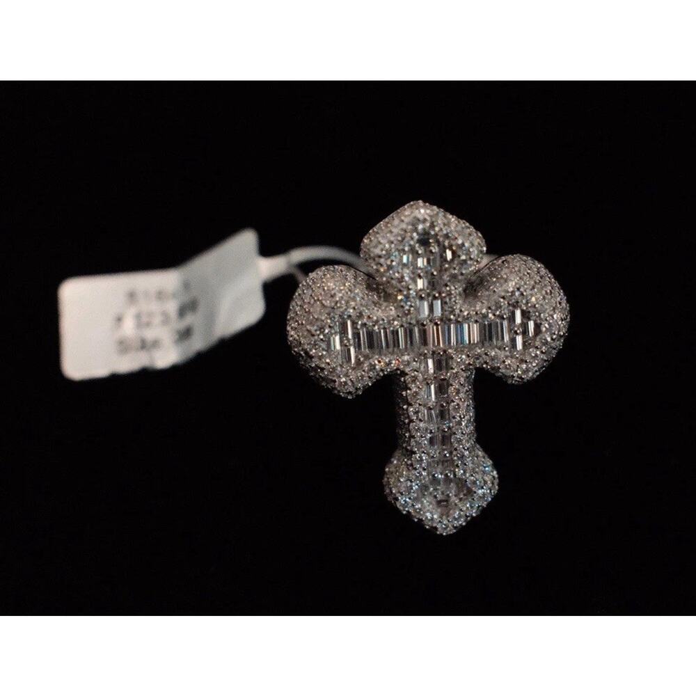 MOISSANITE Cross Ring 925 Sterling Silver Passes Tester Real Iced Hip Hop Ring